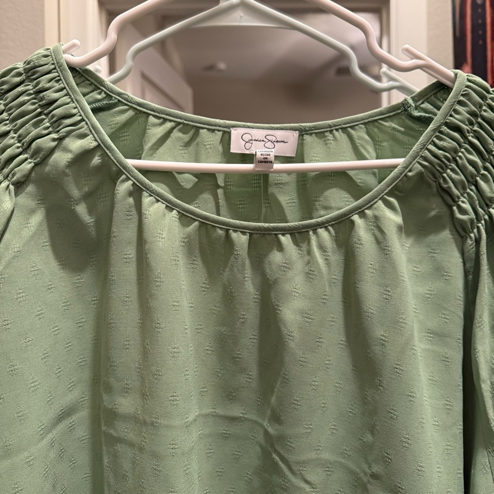 Jessica Simpson Green Long Sleeve Blouse XL - Picture 2 of 5